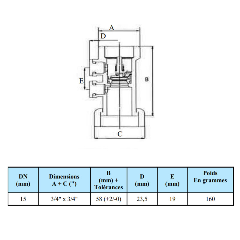 Clapet anti pollution droit FM 20/27