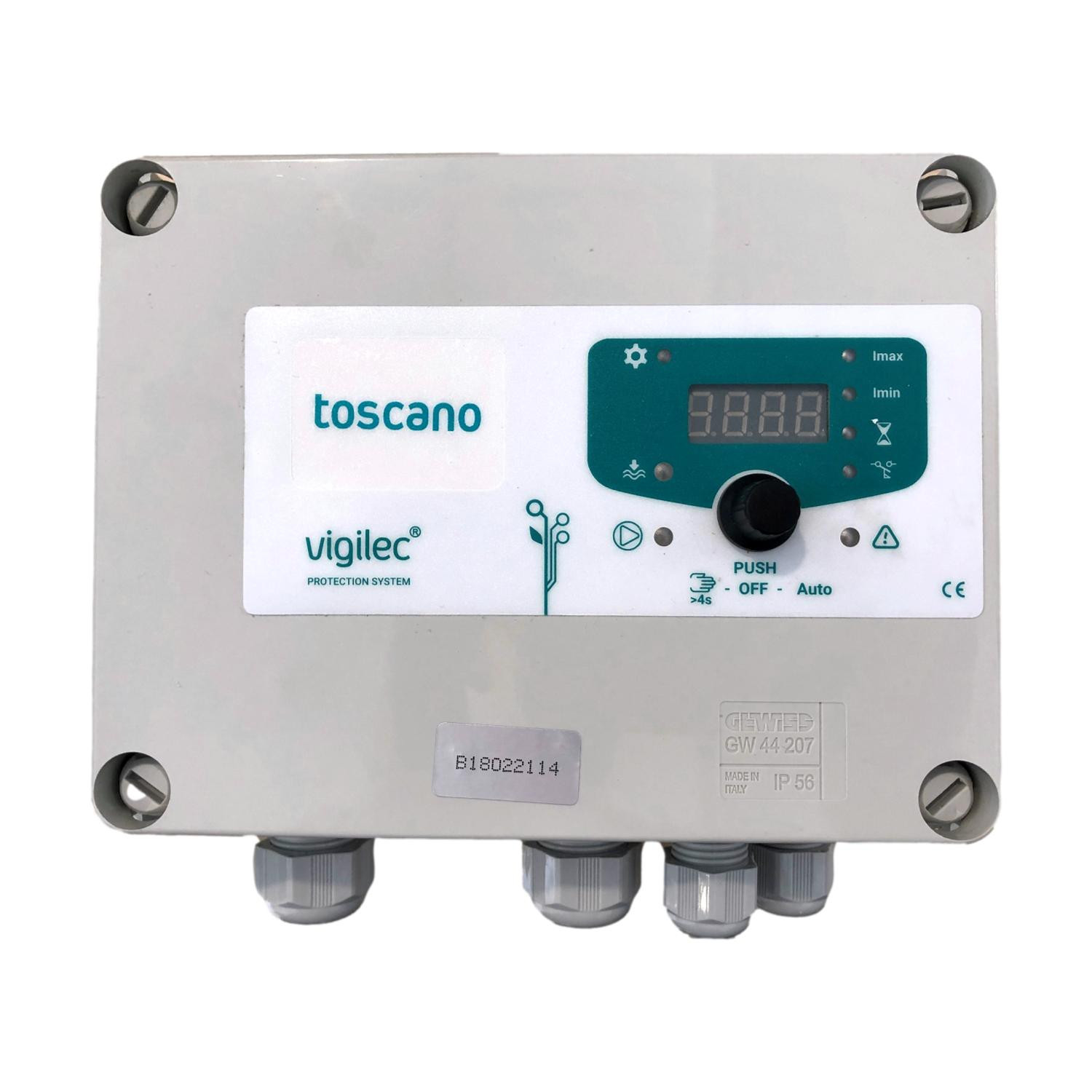 Coffret de commande 230V protection et contrôle de niveau.