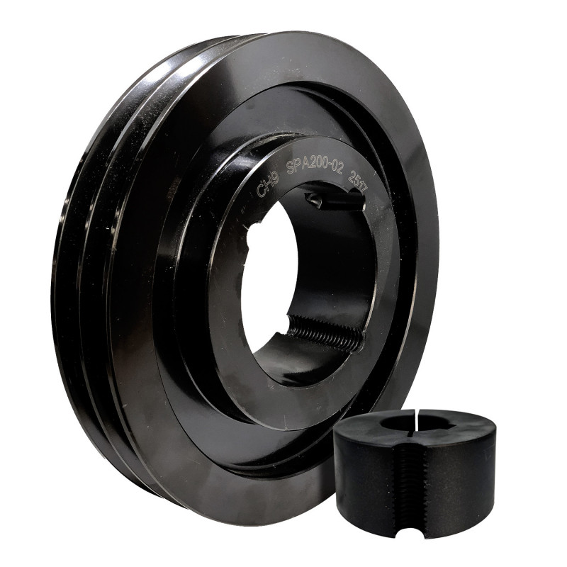 Poulie courroie trapézoïdale 2 gorges Dp 180mm Arbre 38mm Moyeu 2012