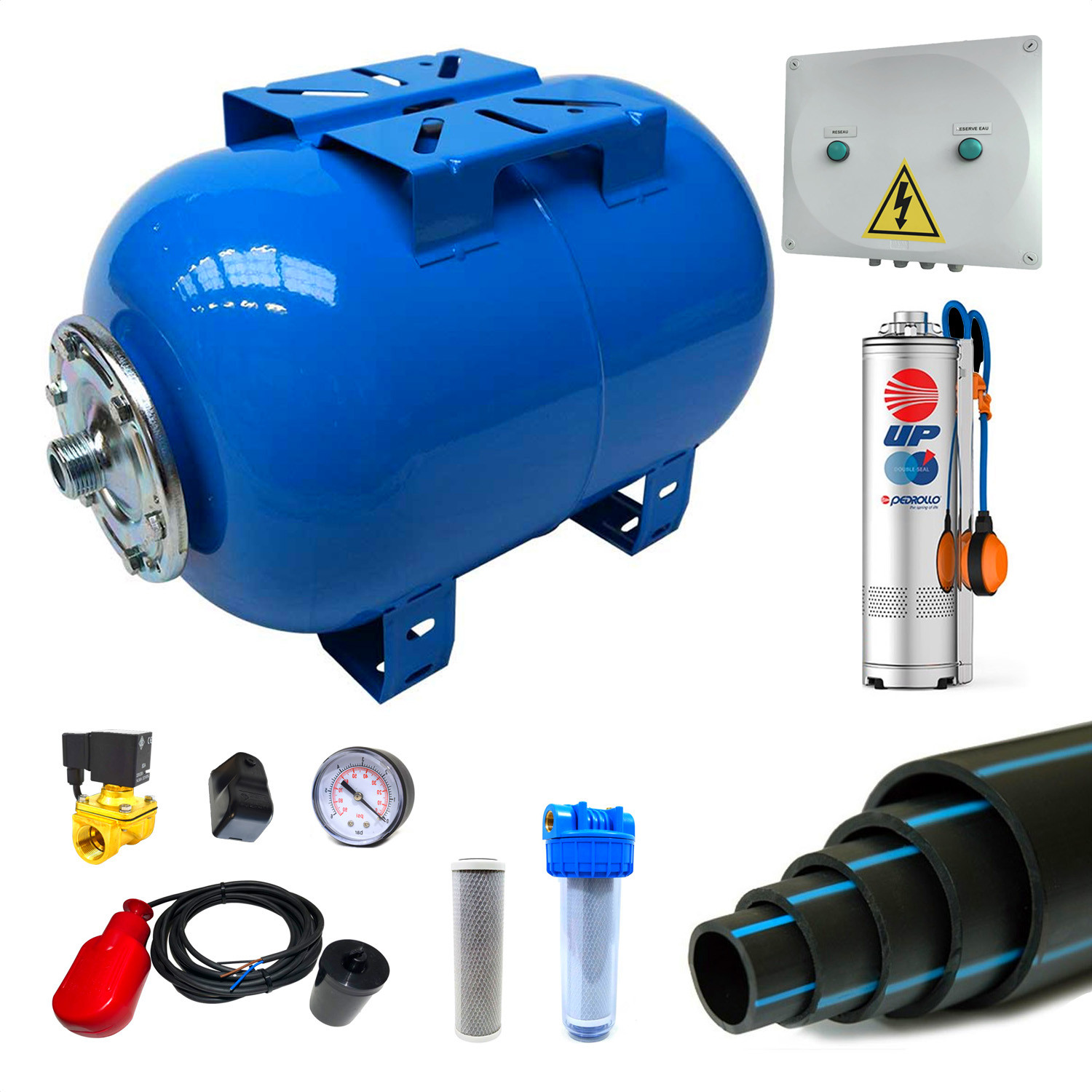 Kit Récupérateur Eau De Pluie Pompe Immergée pour Cuve Récupération Eau de Pluie