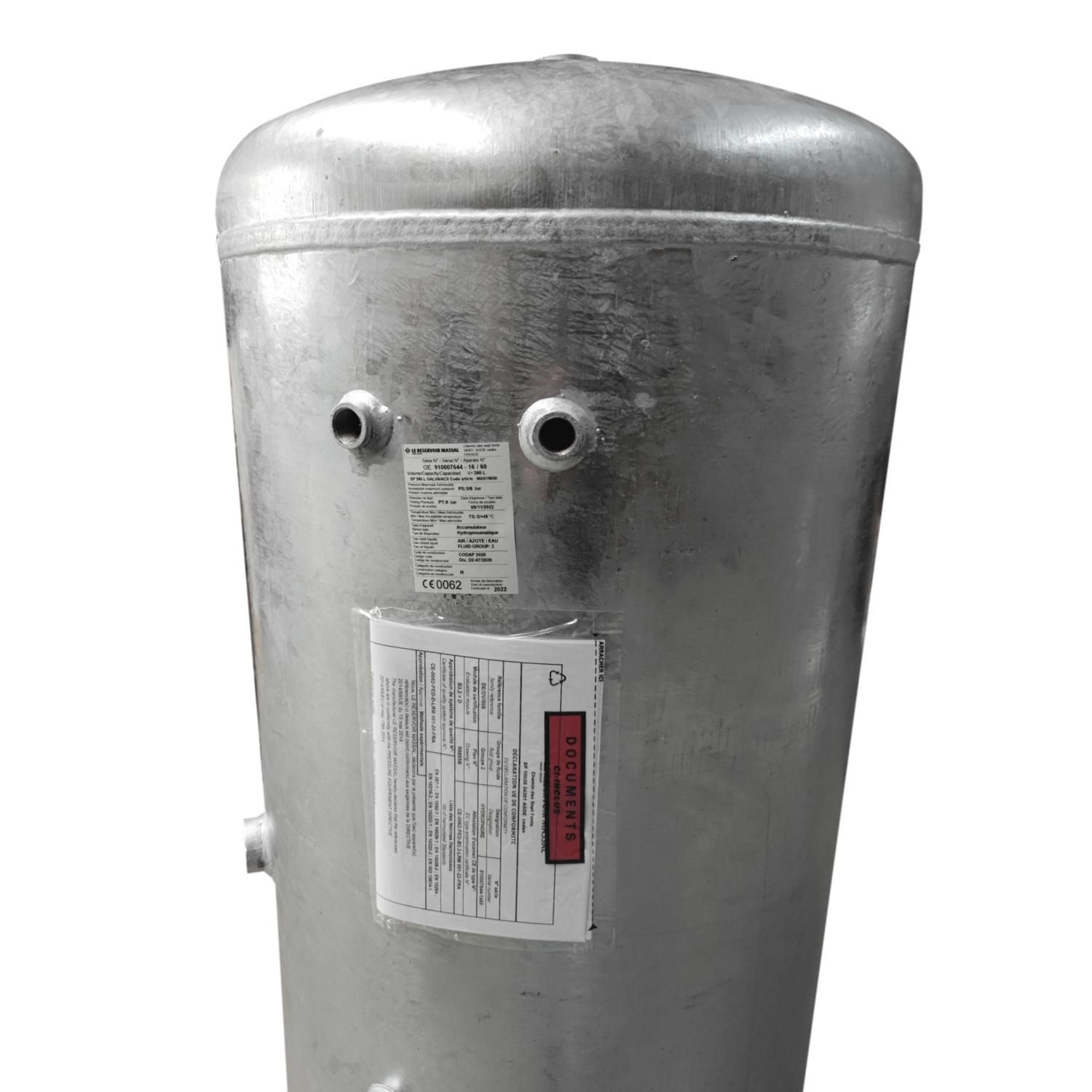Réservoir Galvanisé Massal SP type ACS 300 litres 6 bars et Kit Bouchons