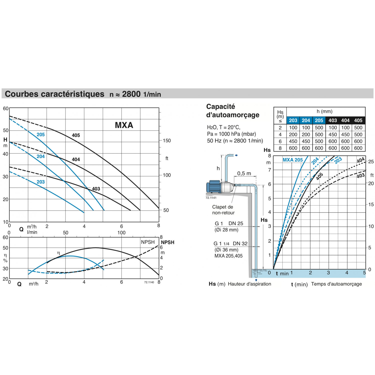 Pompe à eau multicellulaire auto amorçante Calpeda MXAM204 - Inox 0,55 kW 4,5 m3/h 220V - Pompe de surface pour jardin