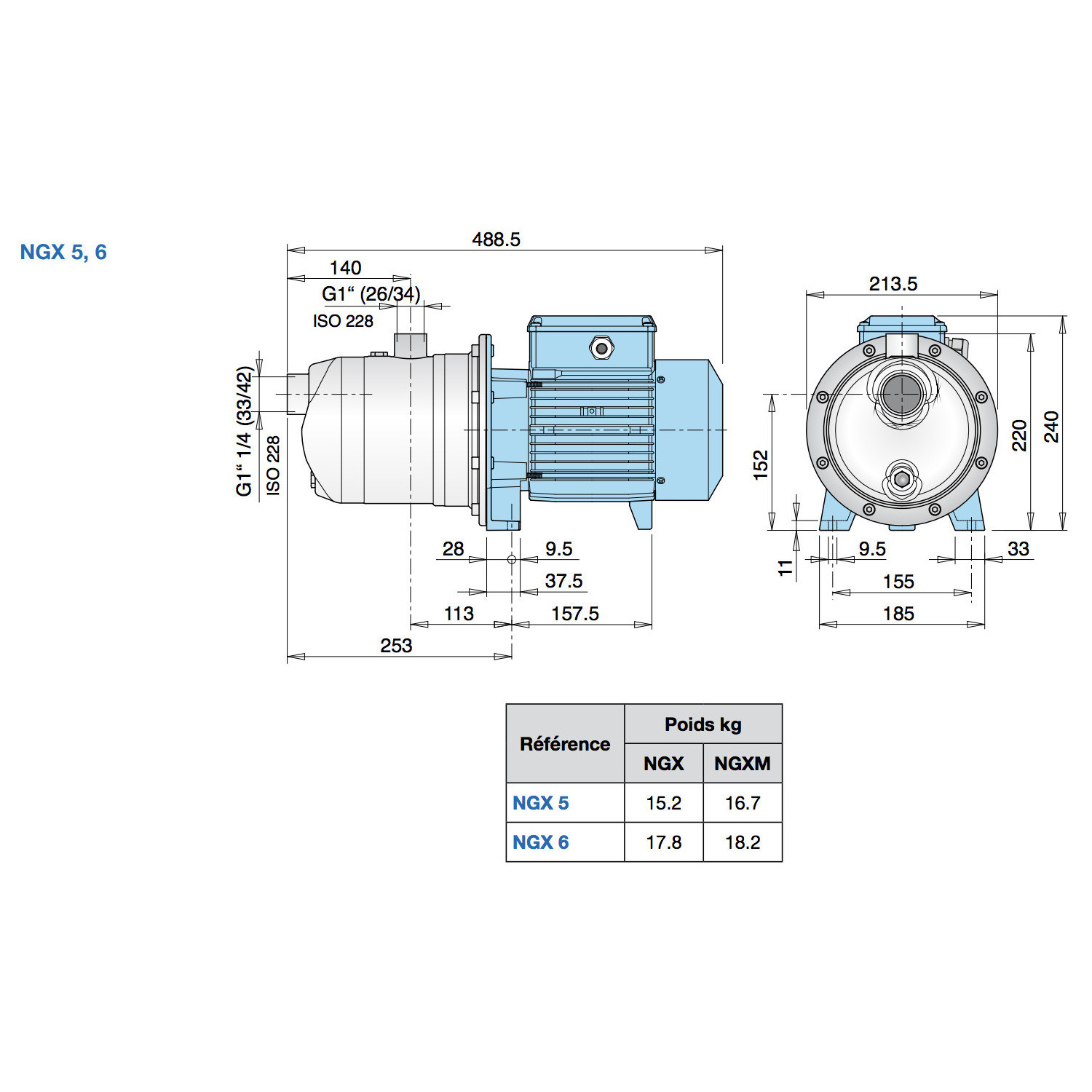 Pompe à eau auto amorçante CALPEDA NGXM422 - Inox 1,10 kW  8,4 m3/h 220V - Pompe de surface pour puit