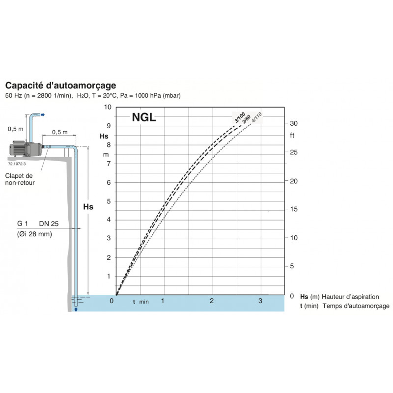 Pompe de surface autoamorçante Calpeda NGL - Fonte 4,8 m3/h 220V - Pompe pour jardin auto amorçante