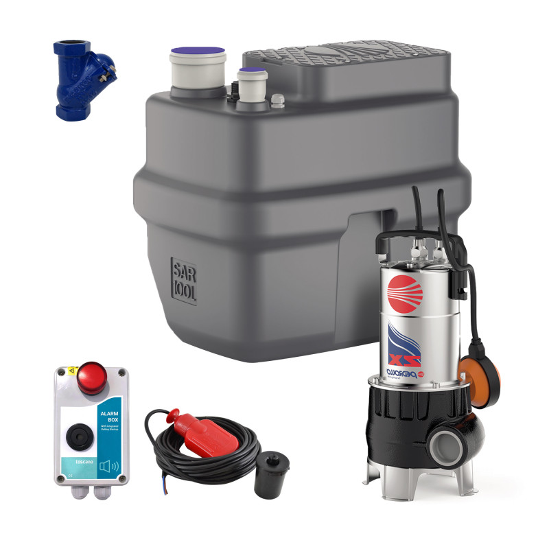 Kit Station de Relevage Pedrollo SAR 100L ZXM 1A/40 - Complet 220V 15 m3/h