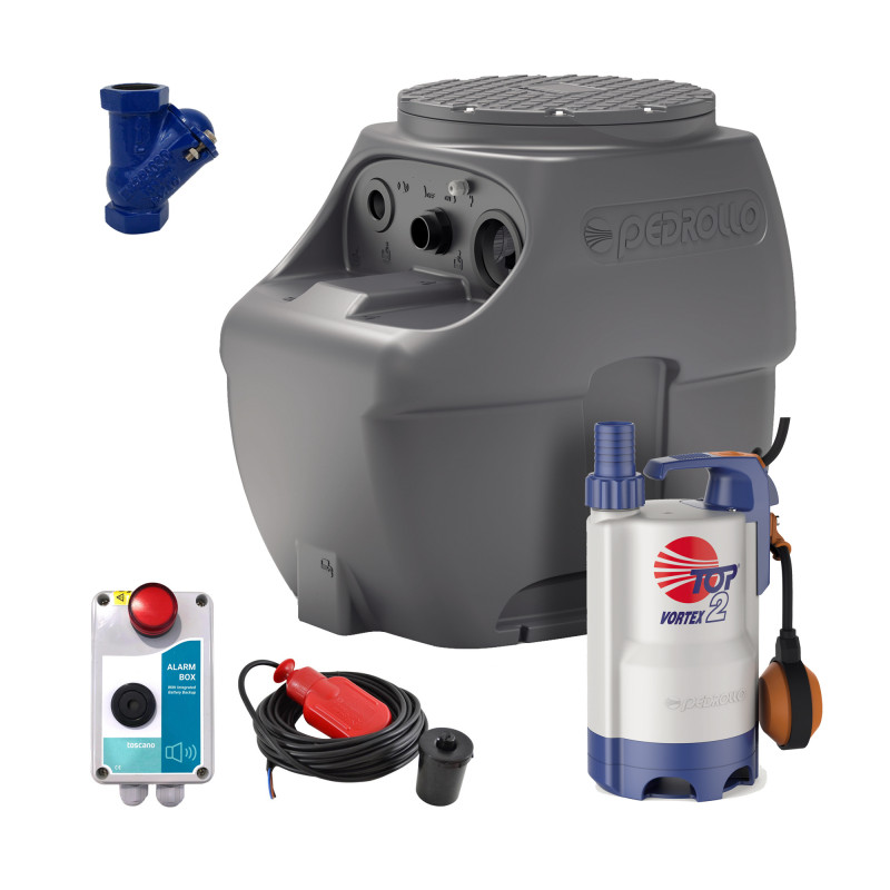 Kit Station de Relevage Pedrollo SAR 250L TOP 2 Vortex - Complet 220V 6 m3/h
