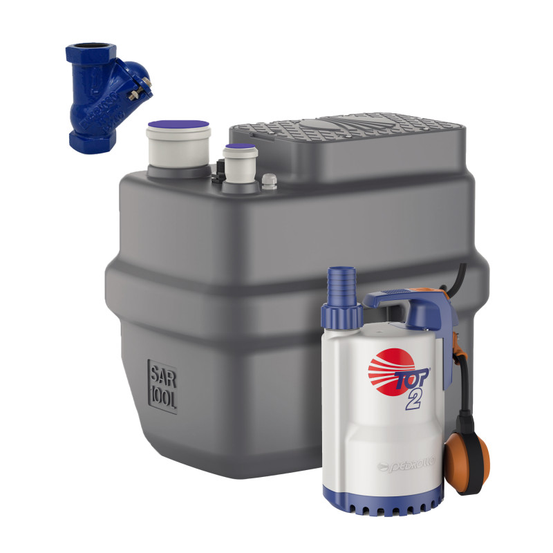 Station de Relevage 100L Pedrollo SAR100TOP2 Vortex - 220V Anti-Retour 6 m3/h