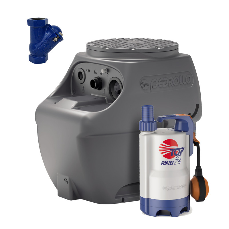 Station de Relevage 250L Pedrollo SAR250TOP2 Vortex - 250L Anti-Retour 220V 6 m3/h