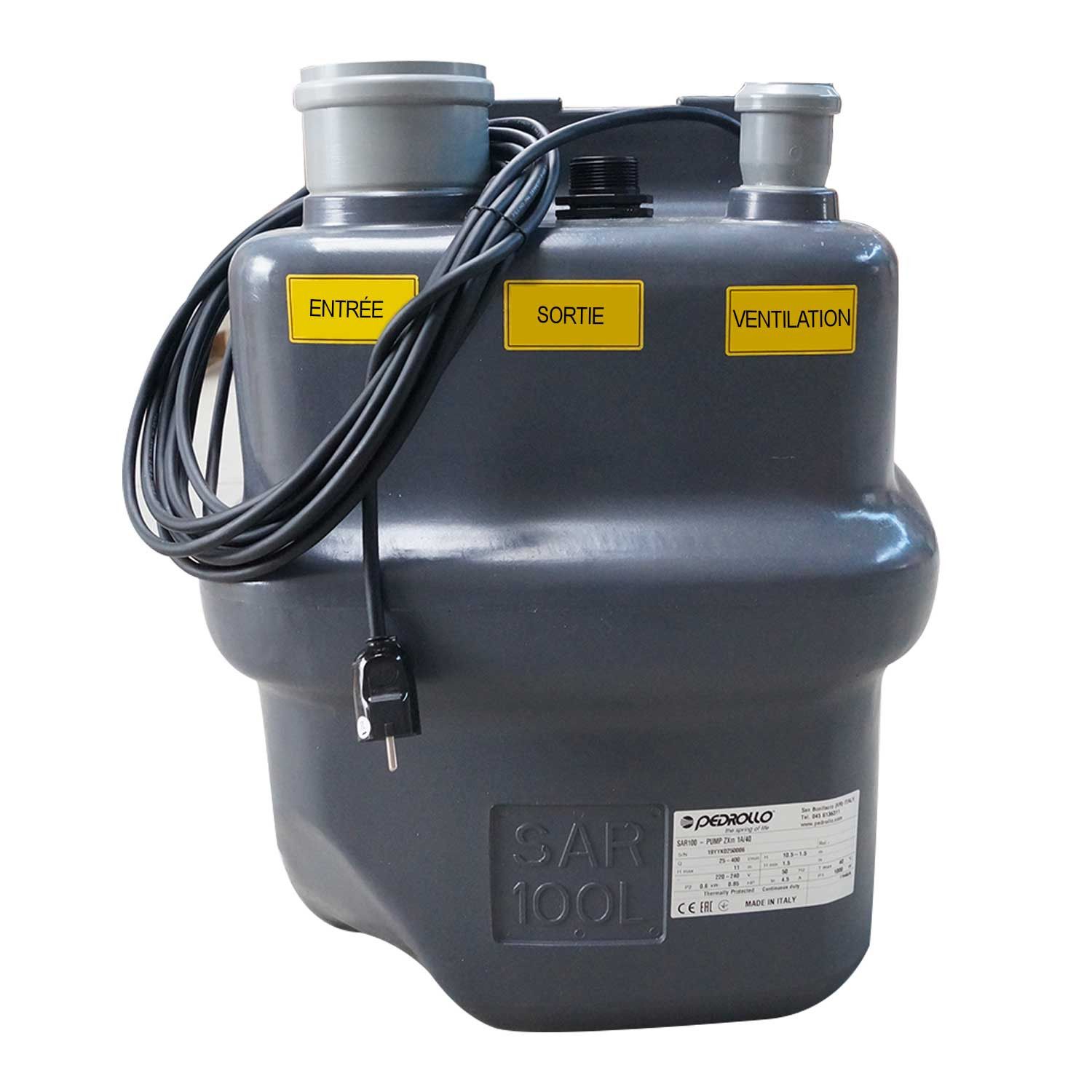 Station de Relevage 100L Pedrollo SAR100TOP2 Vortex - 220V Anti-Retour 6 m3/h