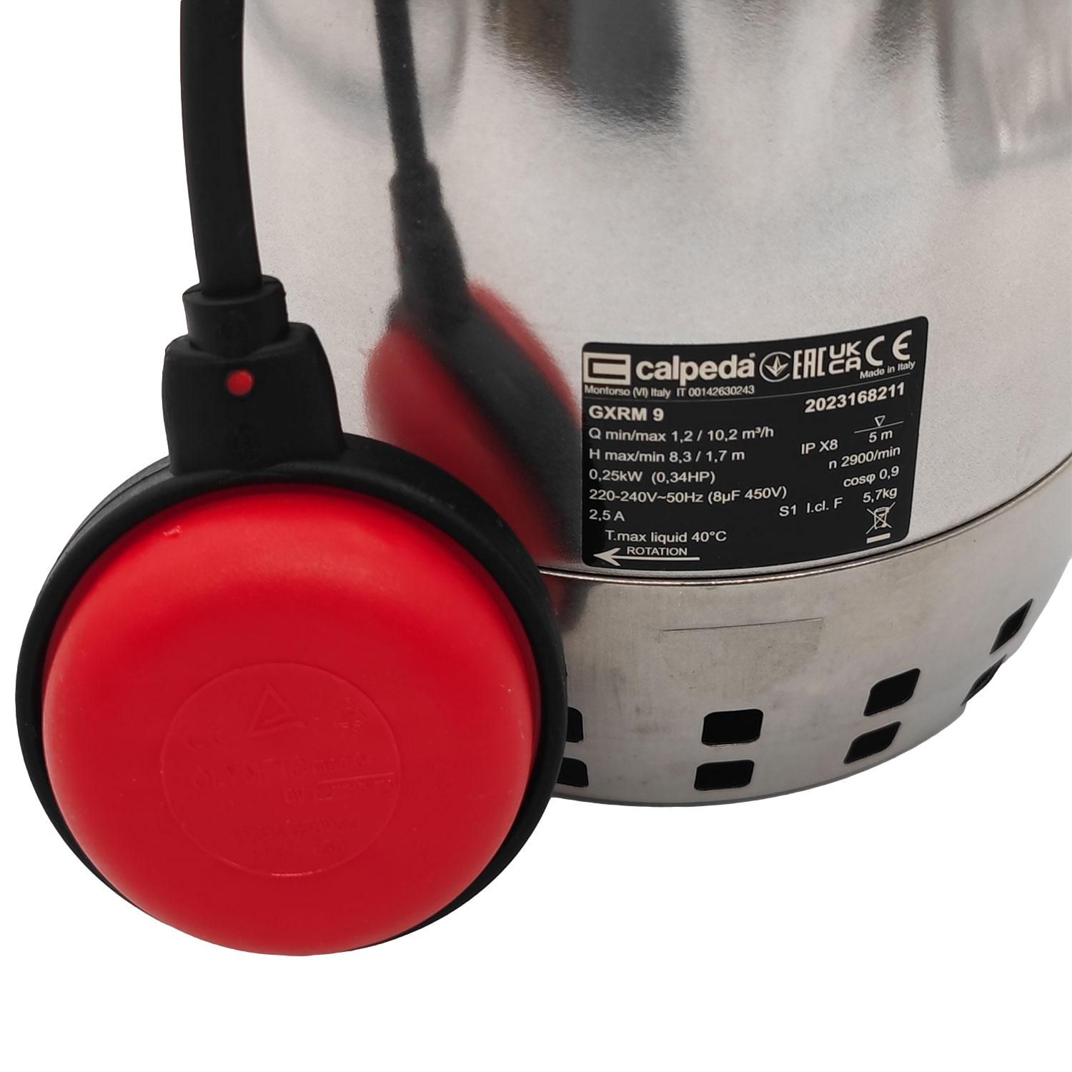 Pompe Calpeda GXRM9 - Pompe d'évacuation eau claire avec flotteur - Inox 0.25kW 7.5m3/h 220V