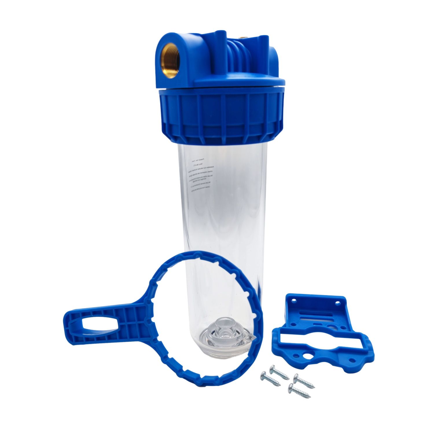 Filtre a eau 9''3/4 en trois parties insert laiton 1?? - 26/34 bol transparent