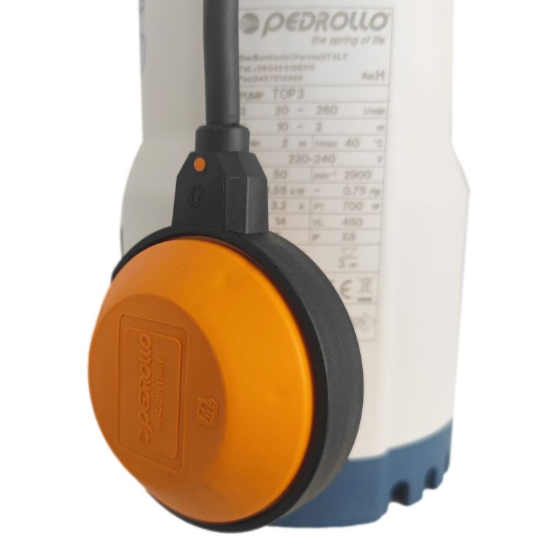 Pompe de Relevage Pedrollo TOP 3 Eau de Pluie Flotteur intégré 220v 9.6 m3/h 0.55 kW