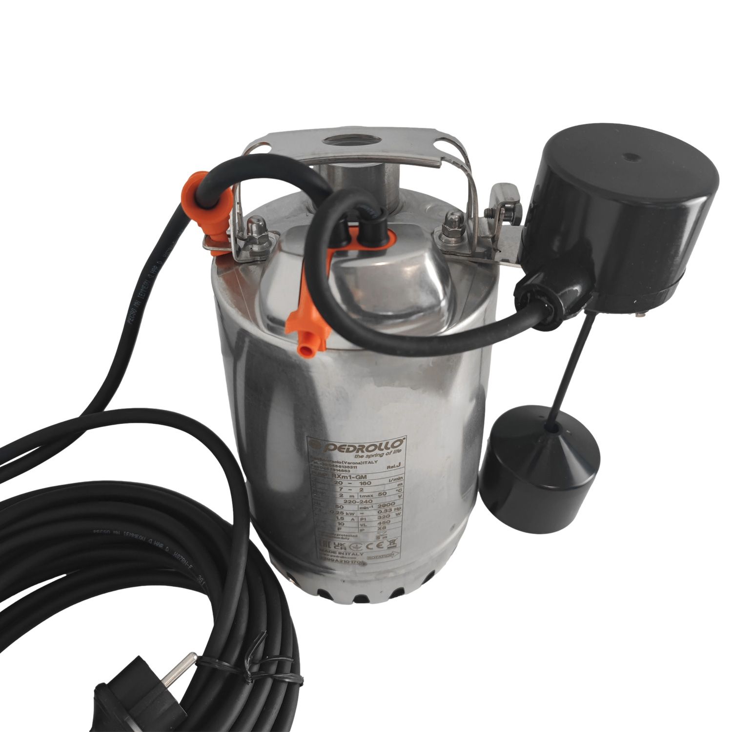 Pompe de Relevage Pedrollo RX M1GM Eau de Pluie Flotteur Vertical mono 6 m3/h 0.25 kW