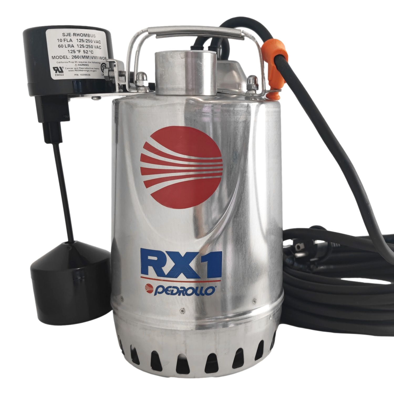 Pompe de Relevage Pedrollo RX M1GM Eau de Pluie Flotteur Vertical mono 6 m3/h 0.25 kW