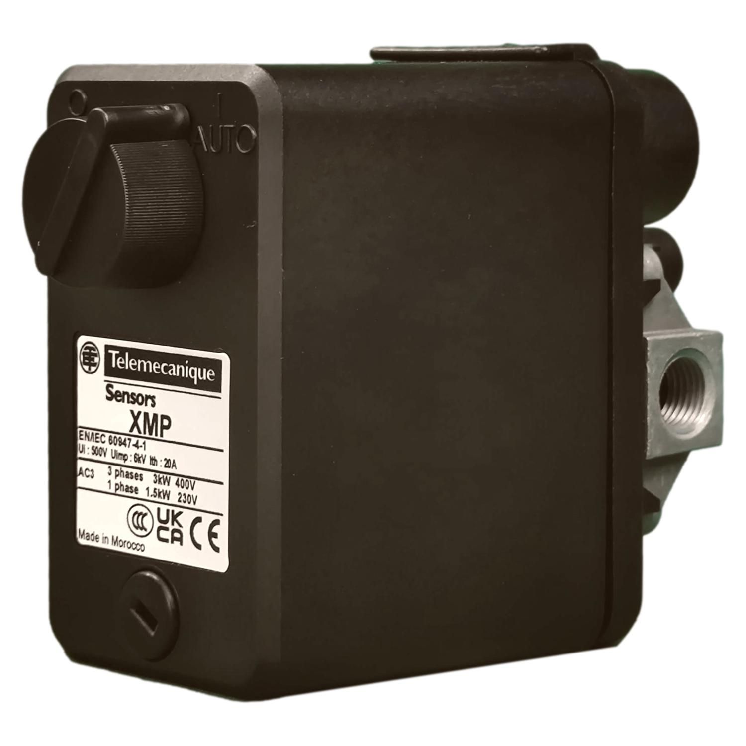 Pressostat compresseur 12 bars TELEMECANIQUE - monophasé et triphasé - 4 sorties - Raccord olive