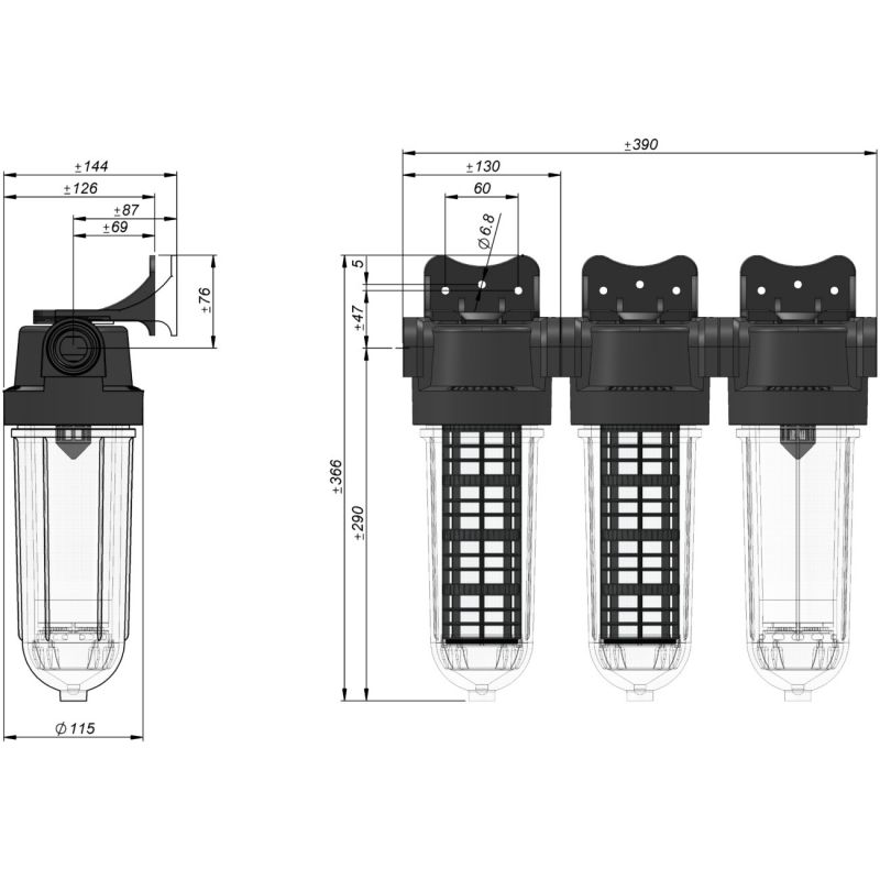 Filtre double tamis + charbon actif - Cintropur SL 240 TRIO-CTN 1''