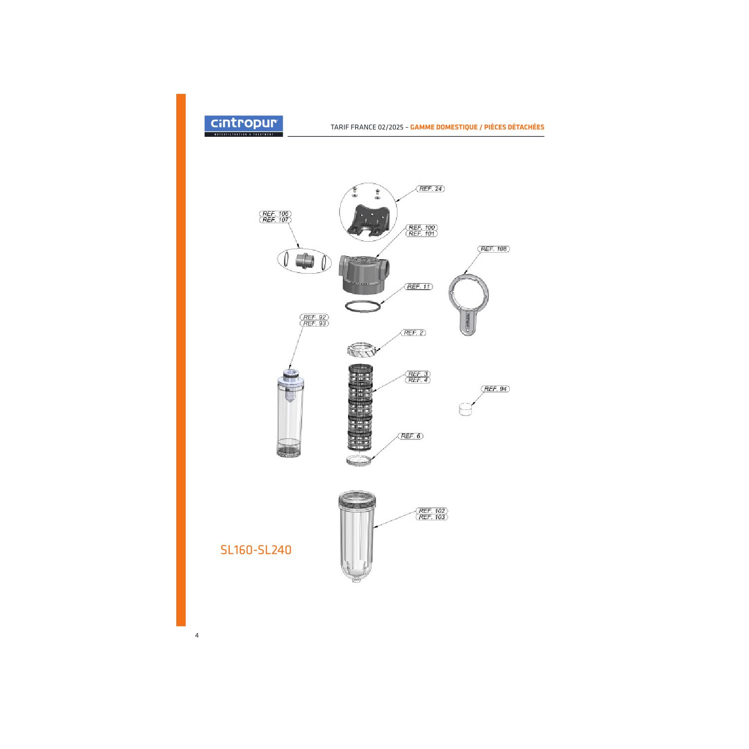 Filtre à charbon actif - Cintropur SL 240 TE-CTN 1''