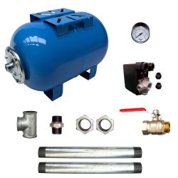 Kit Surpresseur Eau Horizontal 200L - 1" avec Pressostat et Manomètre
