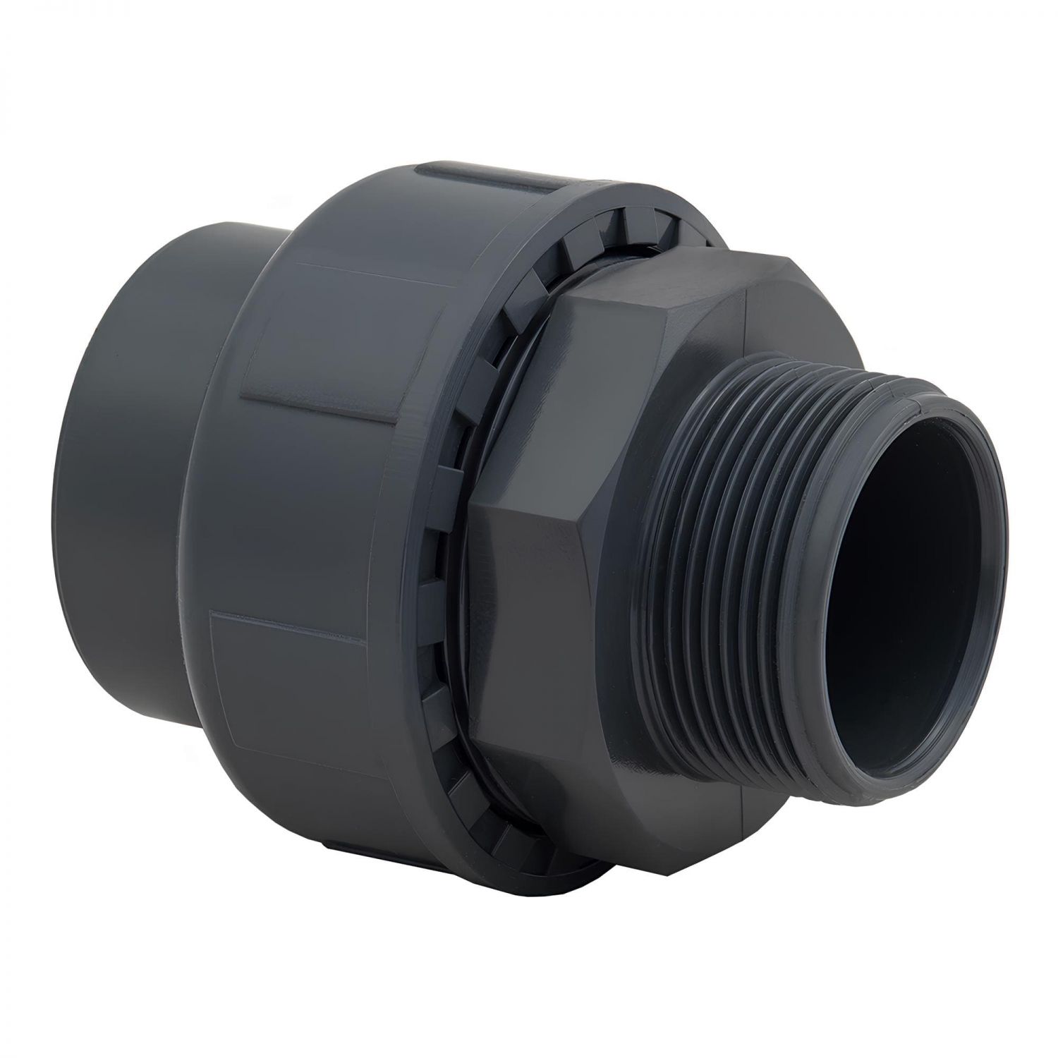 Union mixte F à coller/M à visser 50x1''1/2PVC pression PN16