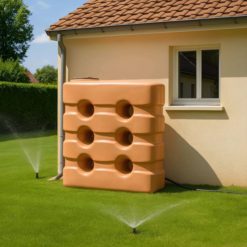 Cuve 3000L aérienne de récupération d'eau - Réservoir compact terracotta - ELBI CPN3000