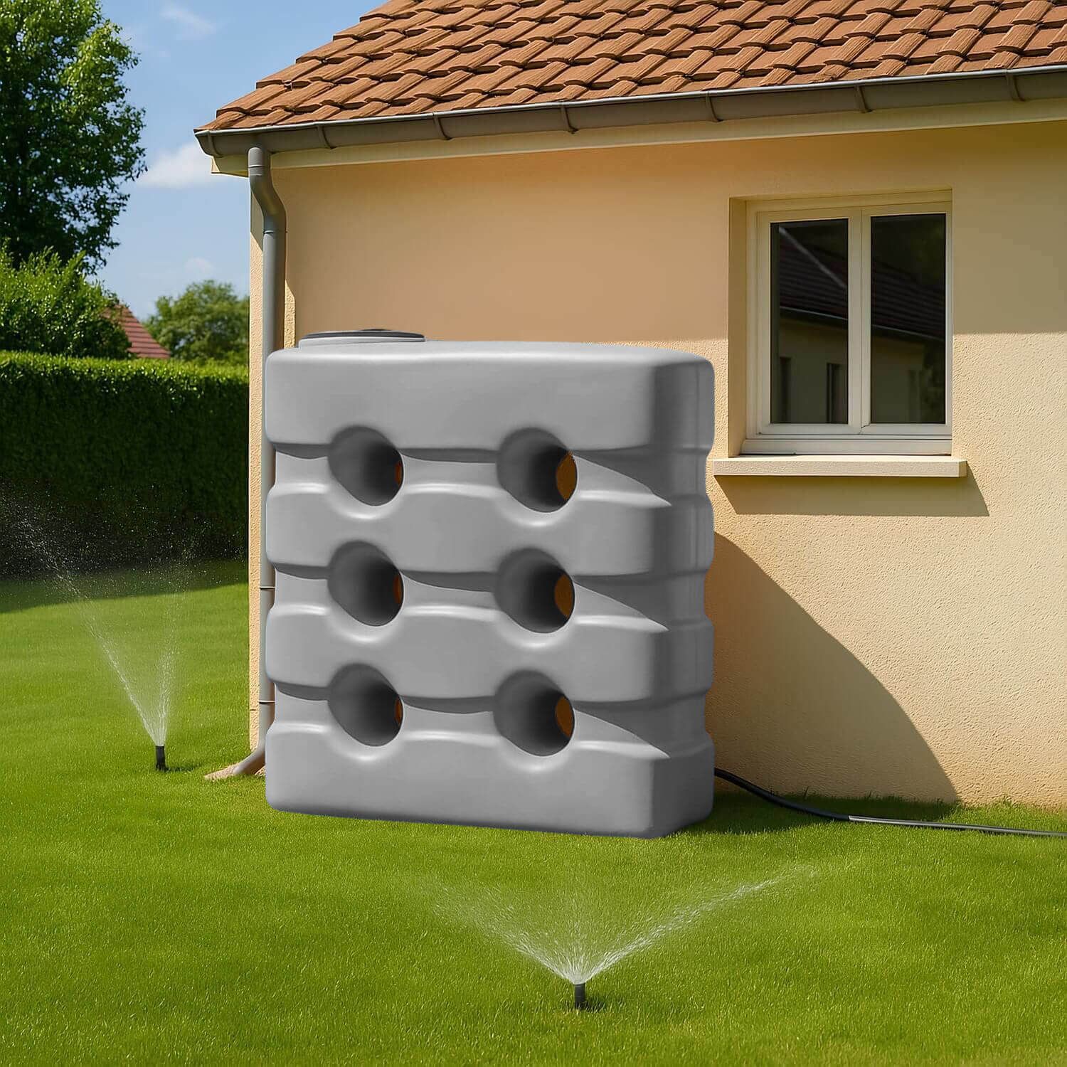 Cuve 3000L aérienne de récupération d'eau - Réservoir compact gris - ELBI CPN3000