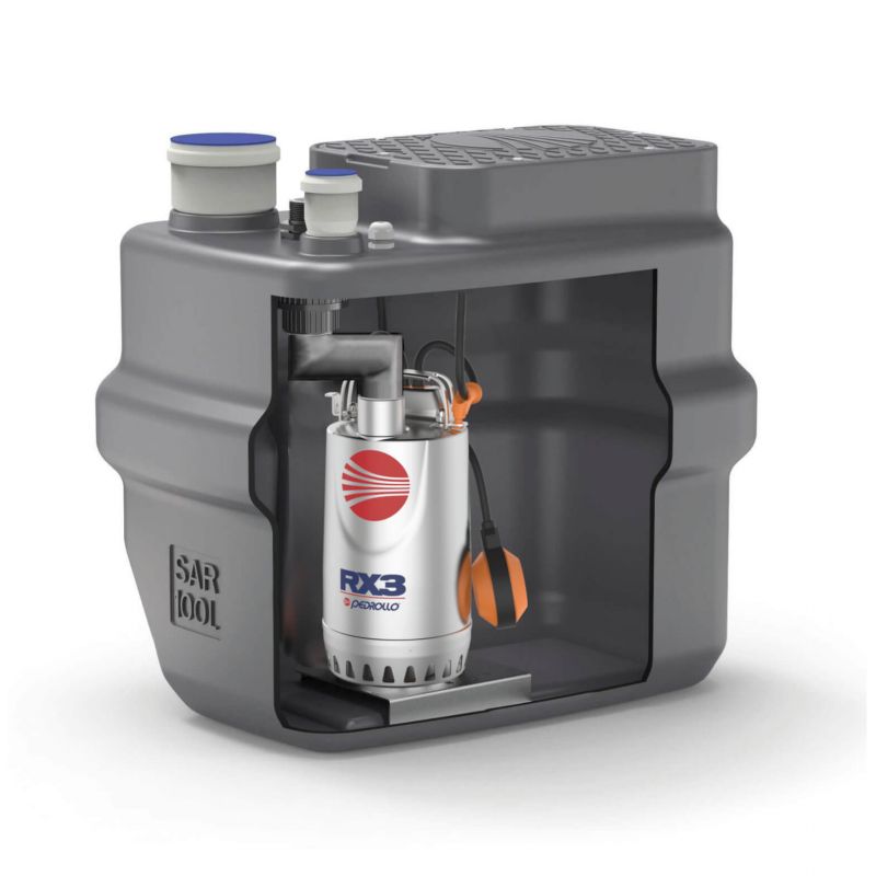 Station de relevage 220v 100L Pedrollo SAR 100 Vortex RXM 320 Eaux Usées 6 m3/h