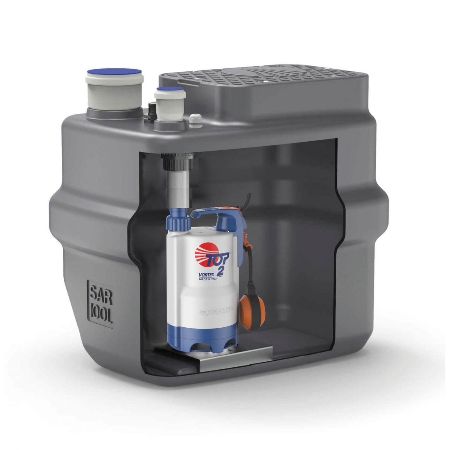 Station de relevage 220v Pedrollo SAR 100 TOP 2 Vortex 100L Eaux Usées 6 m3/h