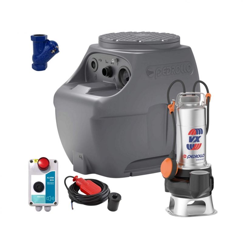 Kit Station de Relevage Pedrollo SAR 250L VXm 15/50 Complet 220V 21 m3/h