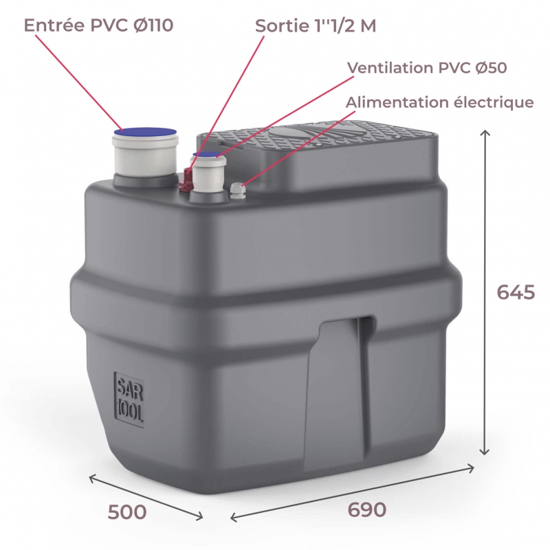 Kit Station de Relevage Pedrollo SAR 100L ZXM 1A/40 - Complet 220V 15 m3/h