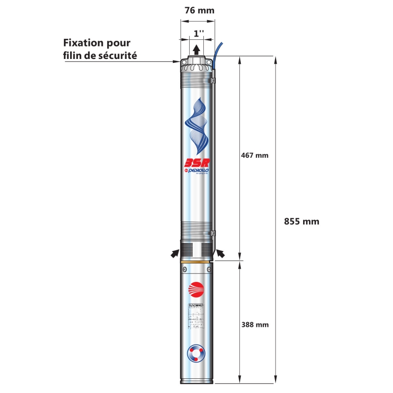 Pompe Immergée Monophasé 220V 3" PEDROLLO 0.37kW 3SRm-2/14 1.8 m3/h à 4.5 bars