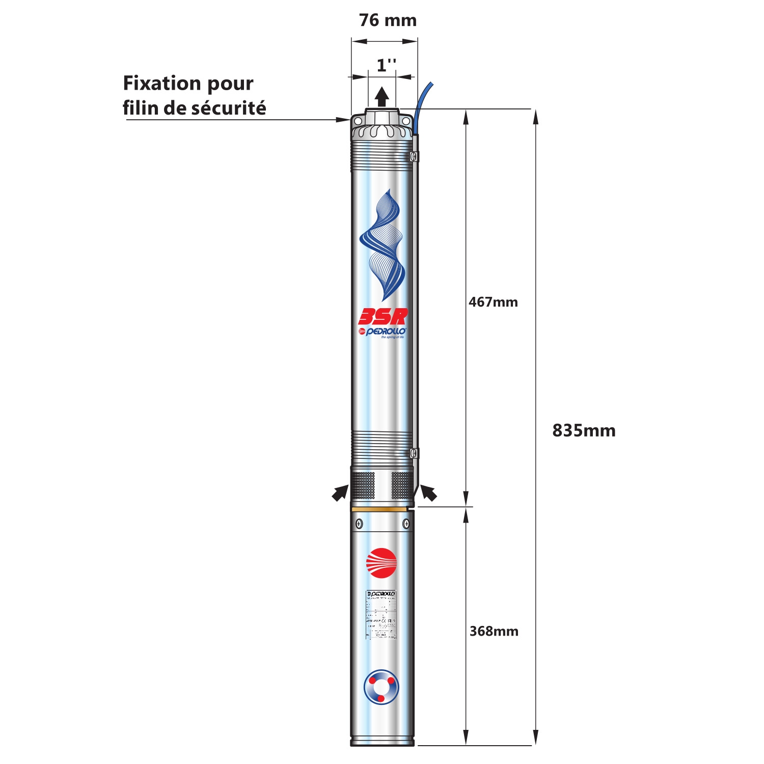 Pompe Immergée Triphasé 380V 3" PEDROLLO 0.37kW 3SR-2/14 1.8 m3/h à 4.5 bars