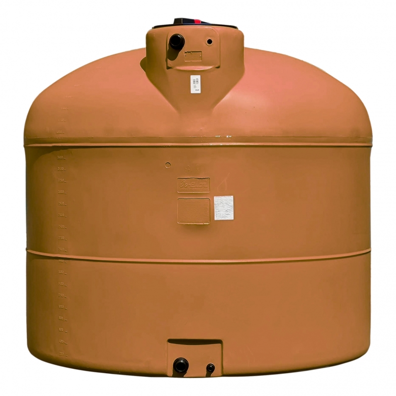 Cuve 3000L aérienne de récupération d'eau - Réservoir cylindrique terracotta - ELBI PA3000