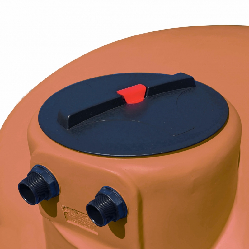 Cuve 300L aérienne de récupération d'eau - Réservoir cylindrique terracotta - ELBI PA300