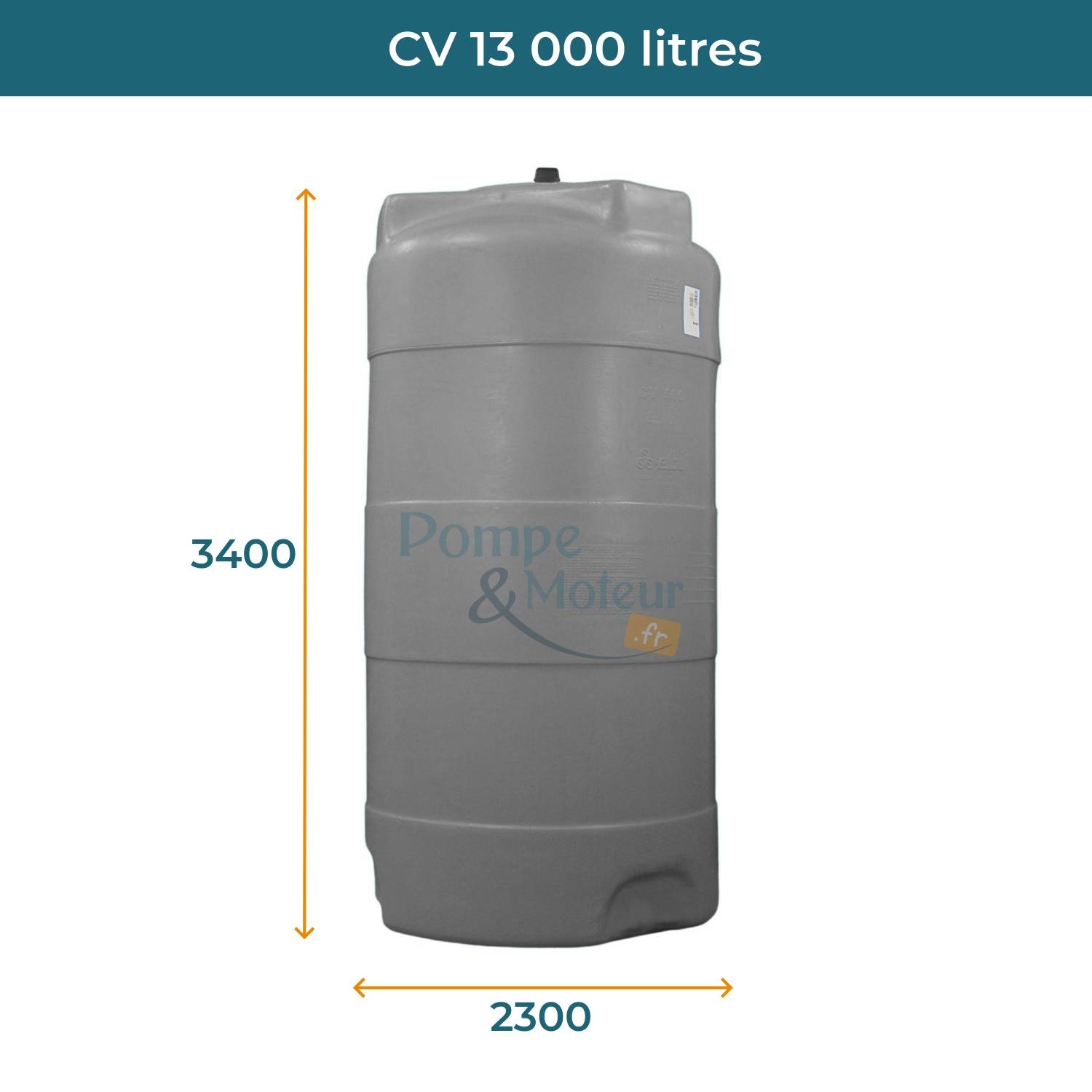Cuve 13000L aérienne de récupération d'eau - Réservoir vertical gris - ELBI CV13000