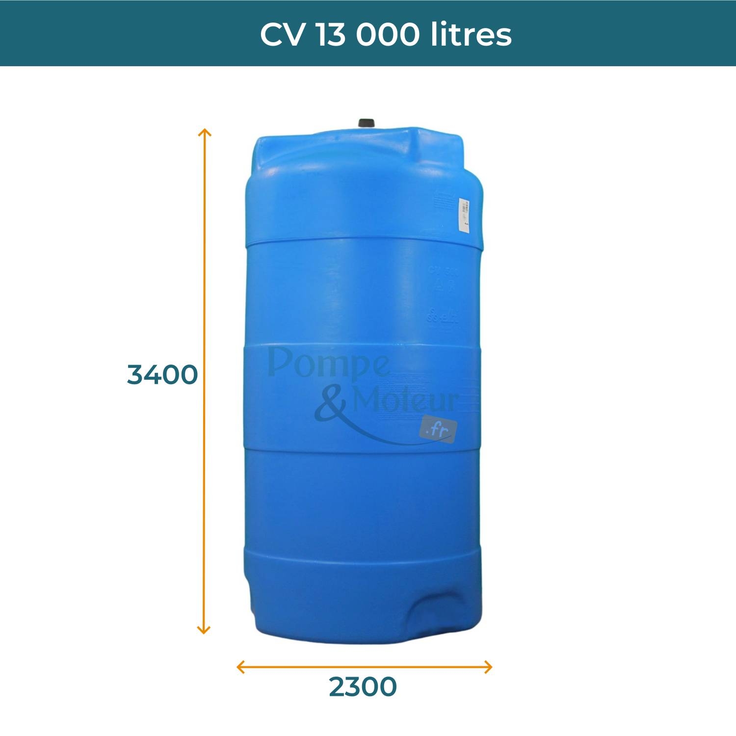 Cuve 13000L aérienne de récupération d'eau - Réservoir vertical bleu - ELBI CV13000