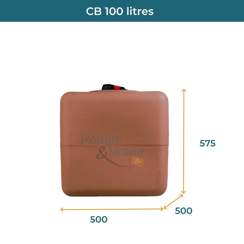 Cuve 100L aérienne de récupération d'eau - Réservoir cubique terracotta - ELBI CB100