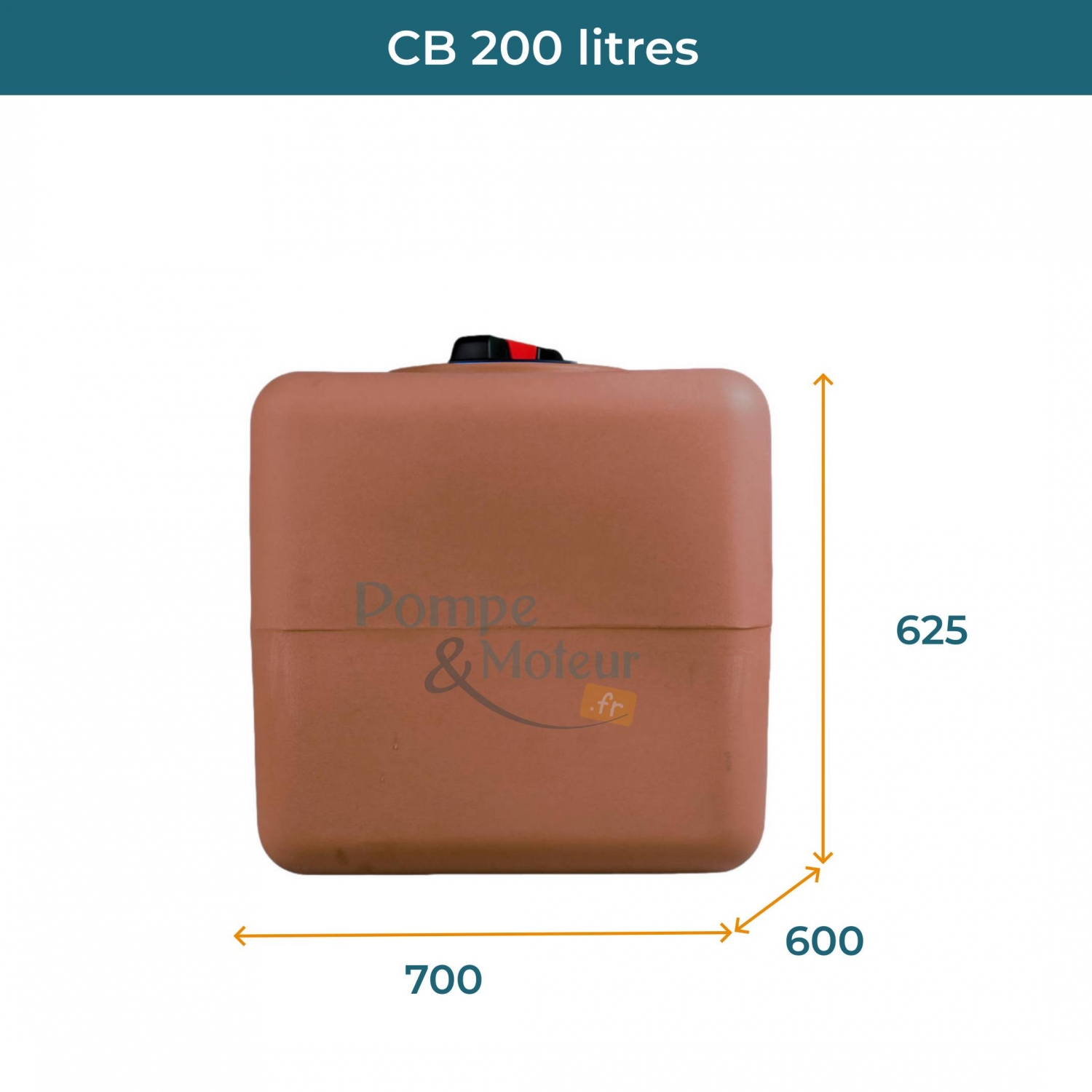 Cuve 200L aérienne de récupération d'eau - Réservoir cubique terracotta - ELBI CB200
