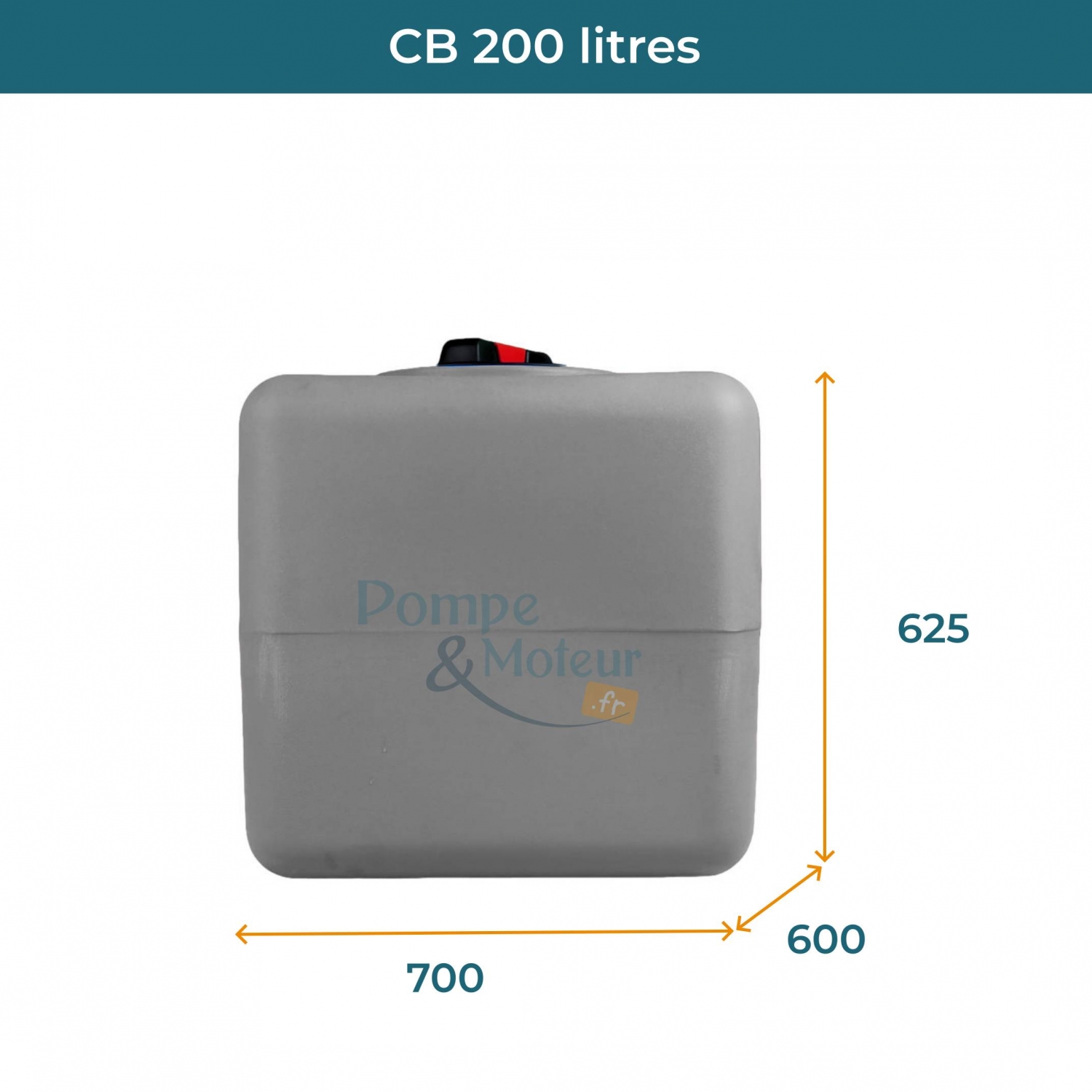 Cuve 200L aérienne de récupération d'eau - Réservoir cubique gris - ELBI CB200
