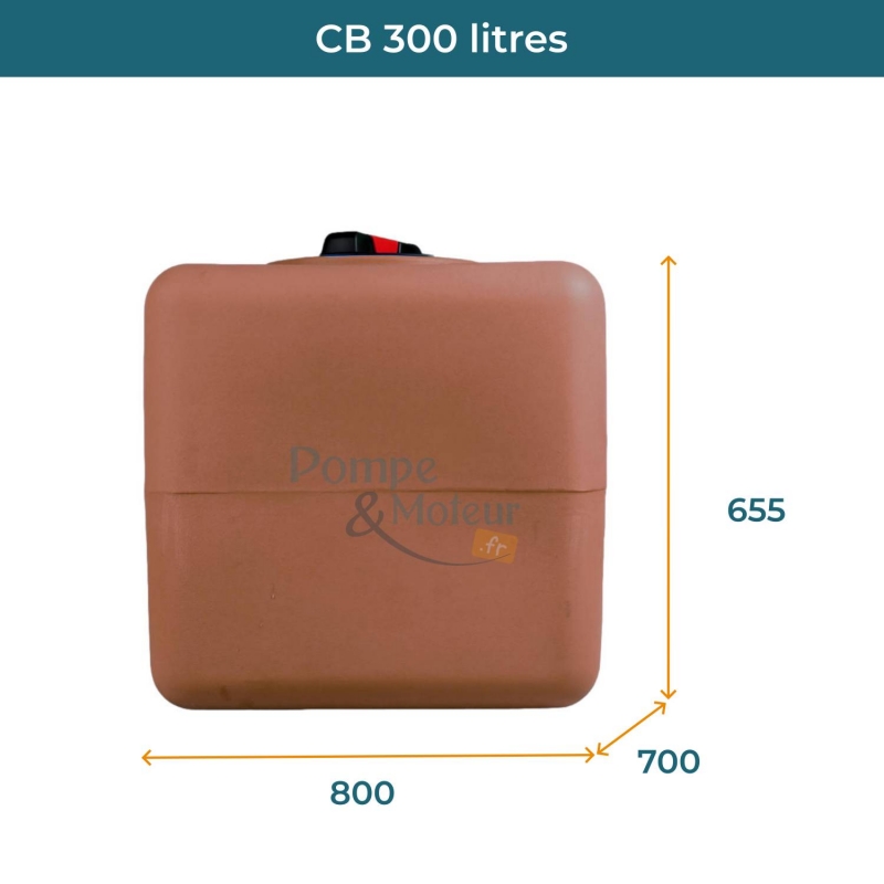 Cuve 300L aérienne de récupération d'eau - Réservoir cubique terracotta - ELBI CB300