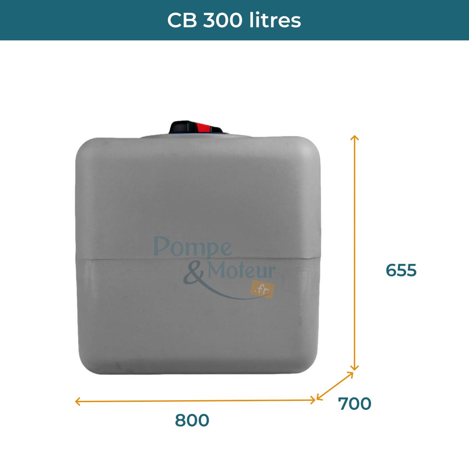 Cuve 300L aérienne de récupération d'eau - Réservoir cubique gris - ELBI CB300