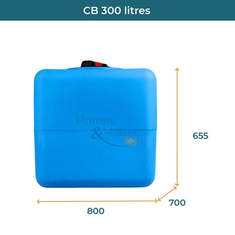 Cuve 300L aérienne de récupération d'eau - Réservoir cubique bleu - ELBI CB300