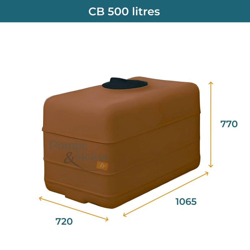 Cuve 500L aérienne de récupération d'eau - Réservoir cubique terracotta - ELBI CB500