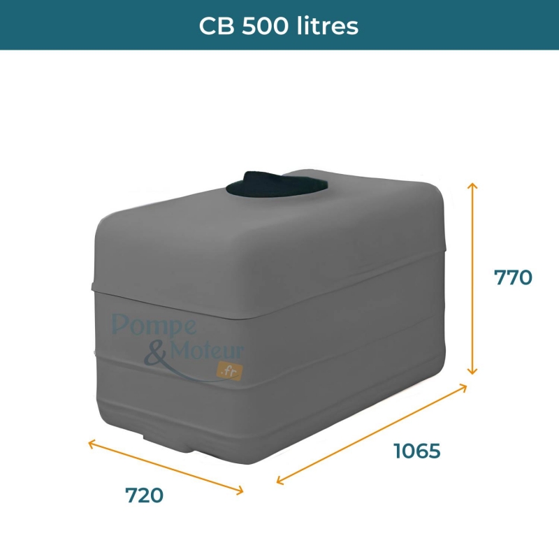 Cuve 500L aérienne de récupération d'eau - Réservoir cubique gris - ELBI CB500