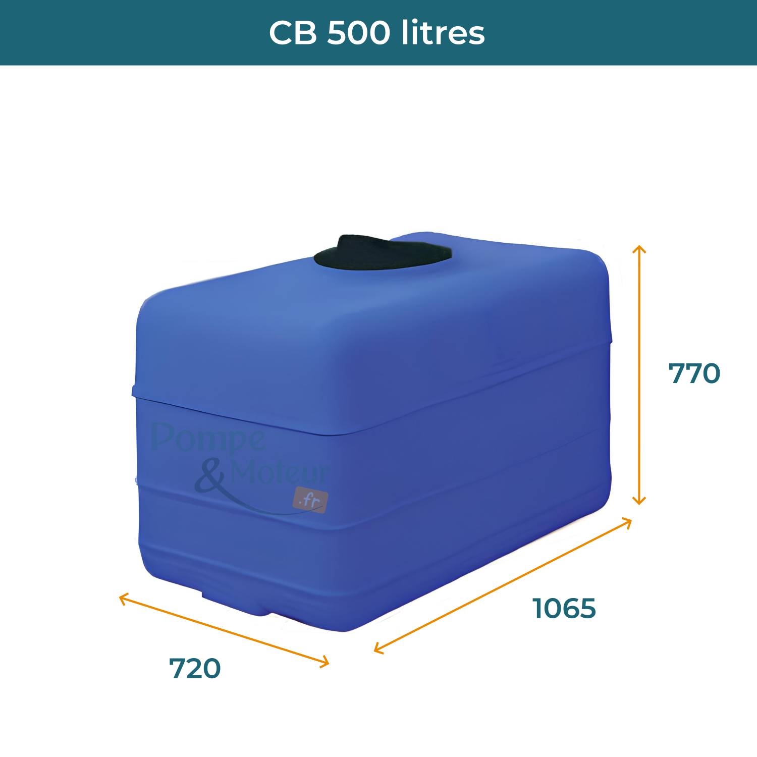 Cuve 500L aérienne de récupération d'eau - Réservoir cubique bleu - ELBI CB500
