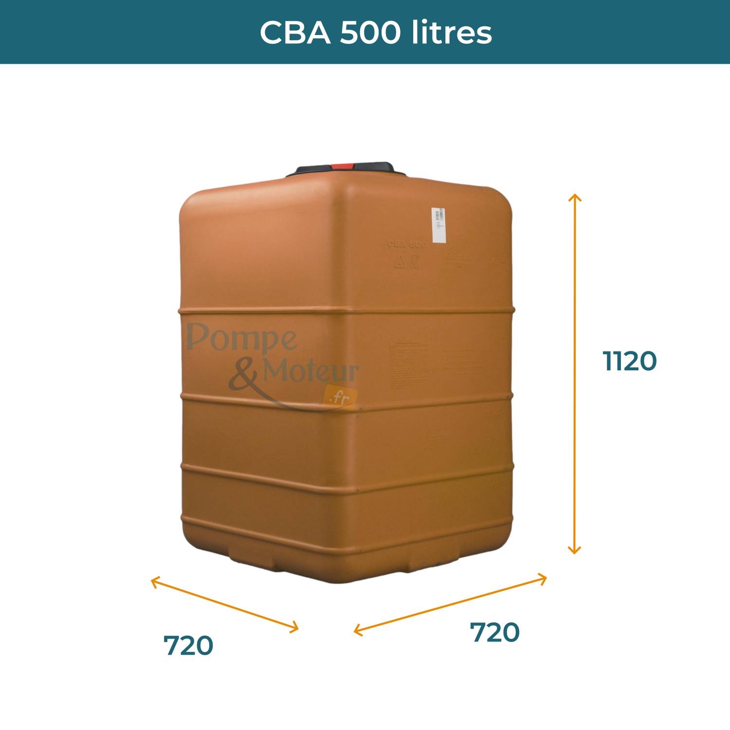 Cuve 500L aérienne de récupération d'eau - Réservoir cubique terracotta - ELBI CBA500