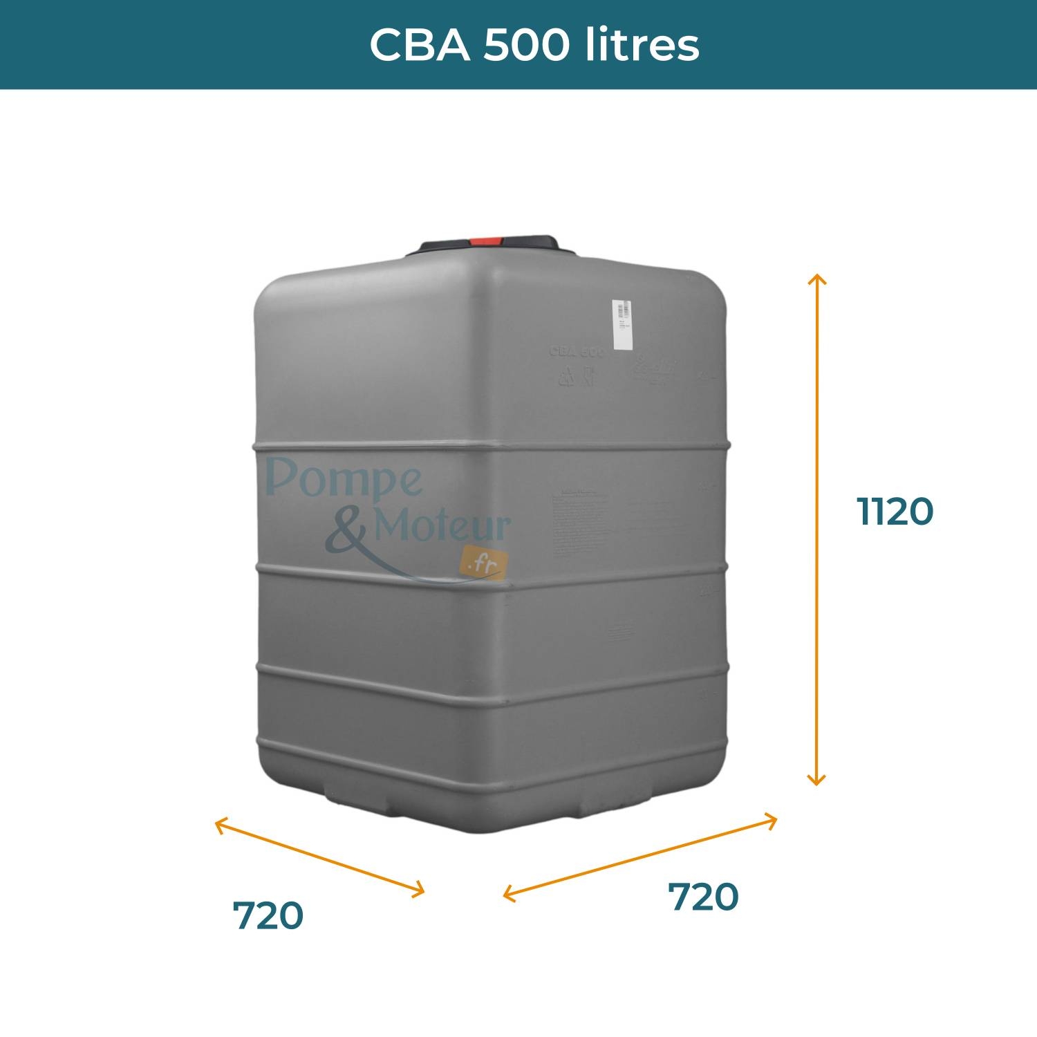 Cuve 500L aérienne de récupération d'eau - Réservoir cubique gris - ELBI CBA500