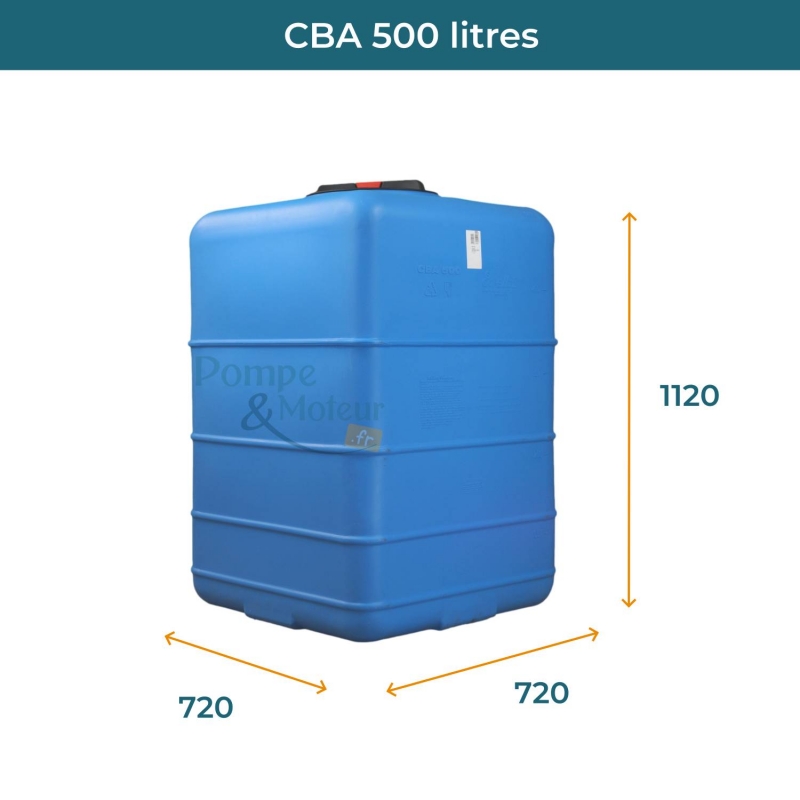 Cuve 500L aérienne de récupération d'eau - Réservoir cubique bleu - ELBI CBA500