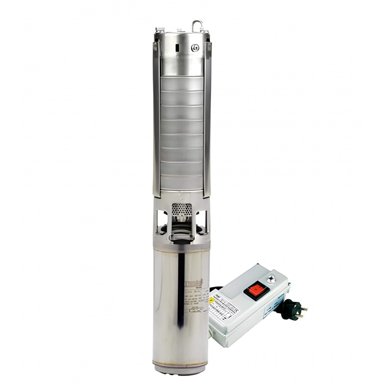 Pompe de forage 4'' à turbine inox Orlando - 0,55kW monophasé - 2 m³/h à 50HMT