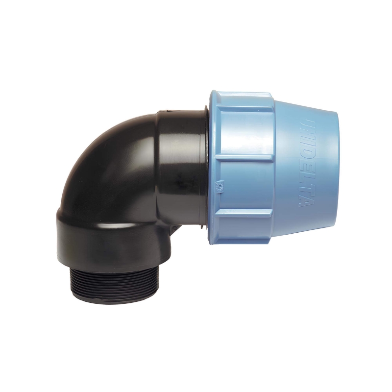 Coudes mâles 90° PP à compression PN16 pour tuyau PE D25x1''
