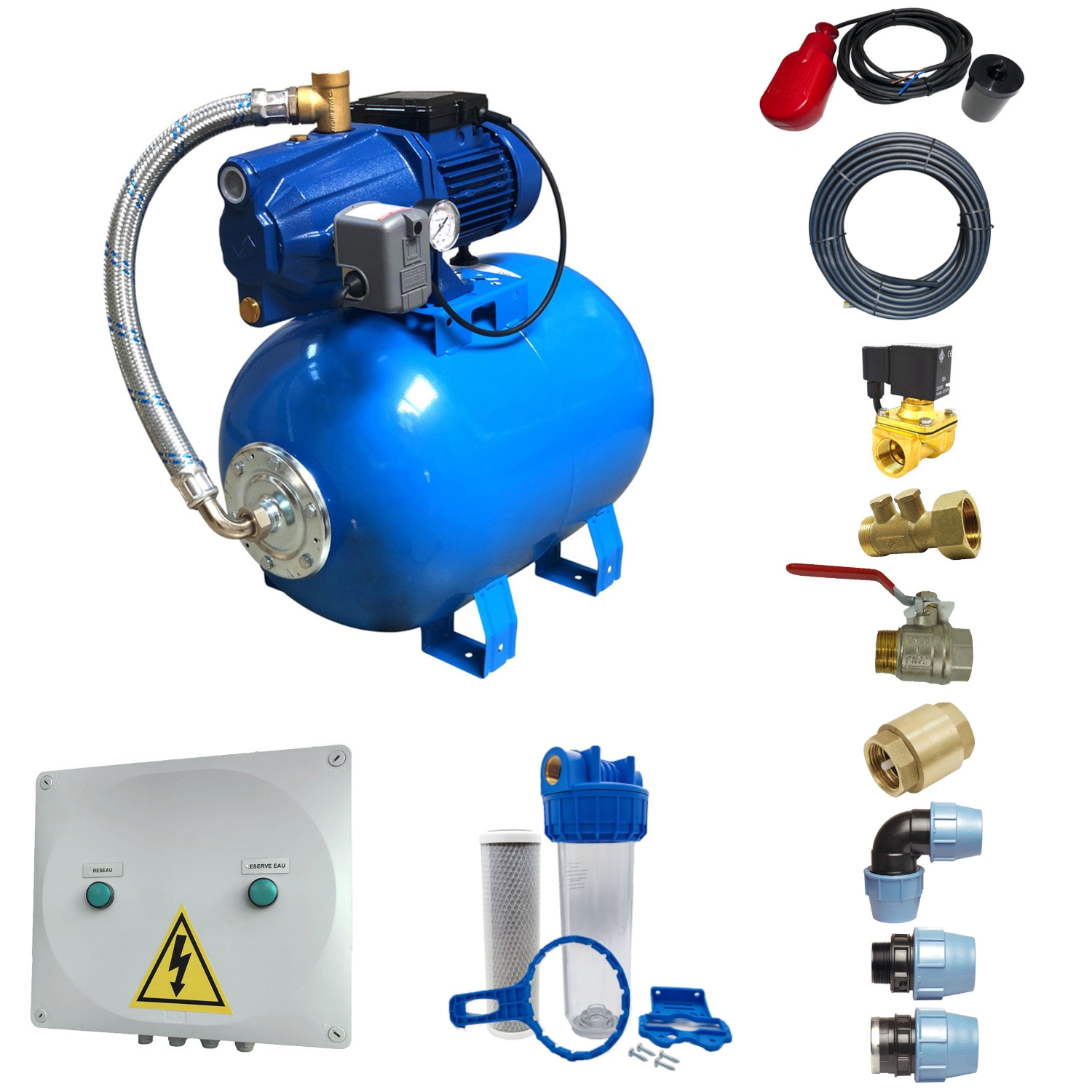 Kit Récupérateur Eau De Pluie Surpresseur pour Cuve Récupération Eau de Pluie